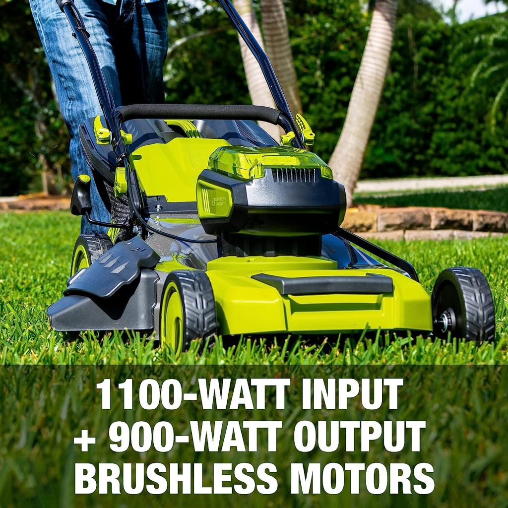 Sun Joe 24V-X2-21LM 48-Volt 21-Inch 1100-Watt Max Brushless Cordless Lawn Mower, 7-Position Mowing Height Adjustment w/Rear Collection Bag