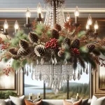 Nature's Beauty Adorning Your Chandelier with Pinecones and Berries